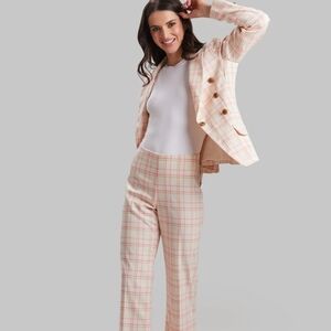 Peace of Cloth Plaid Trouser & Blazer Set in Cream and Orange